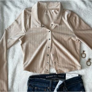 Snap-up collared shirt